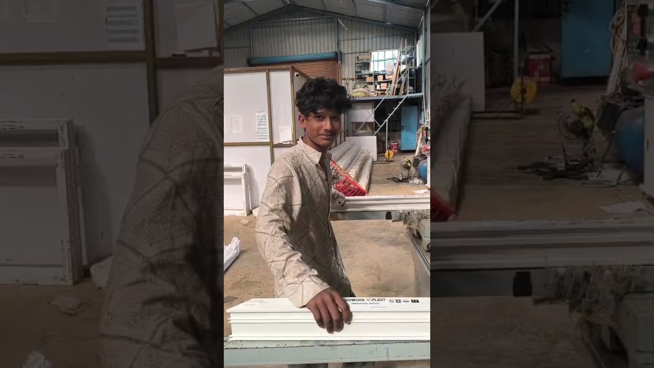 Upvc windows welding process technician teaching to helper 