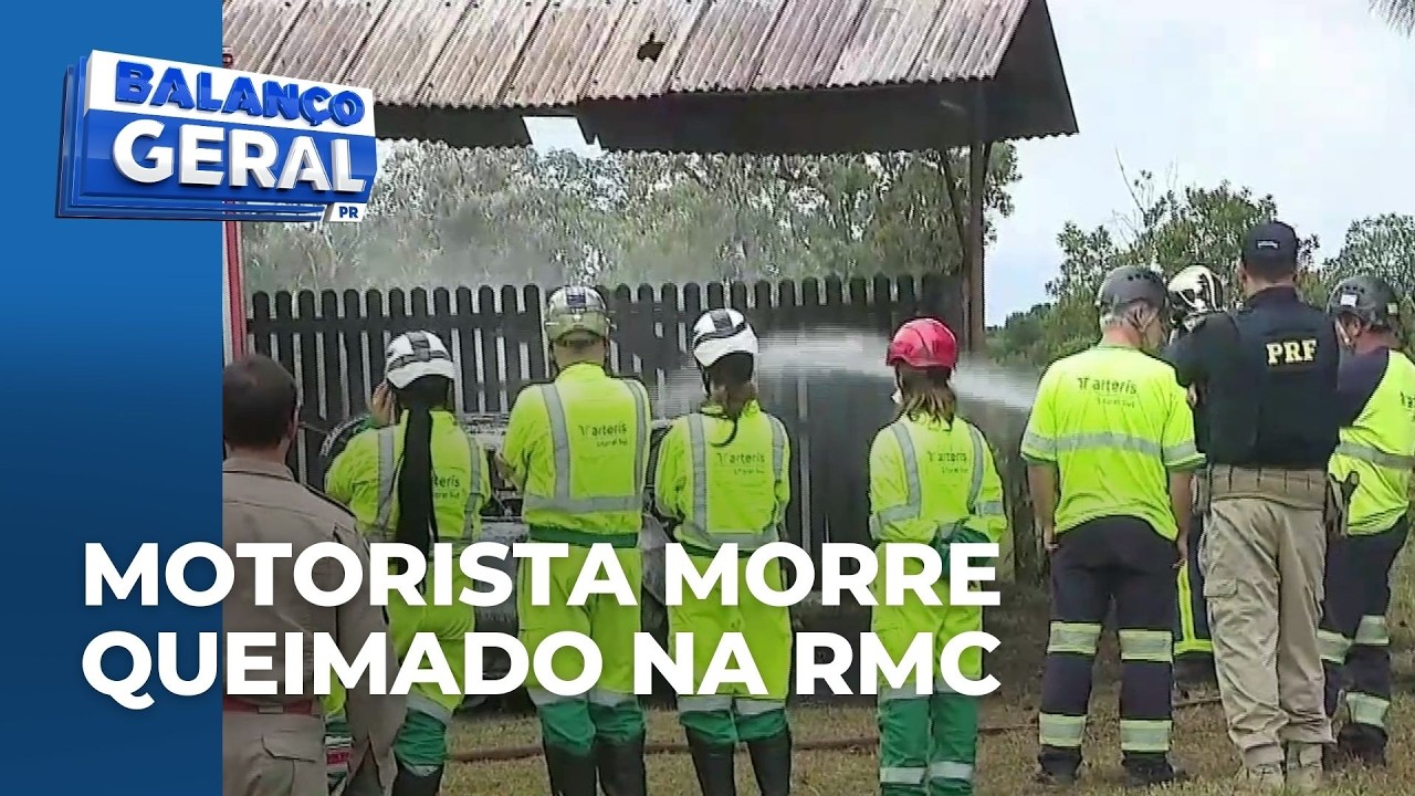 Carro pega fogo no meio da estrada na RMC e motorista morre queimado