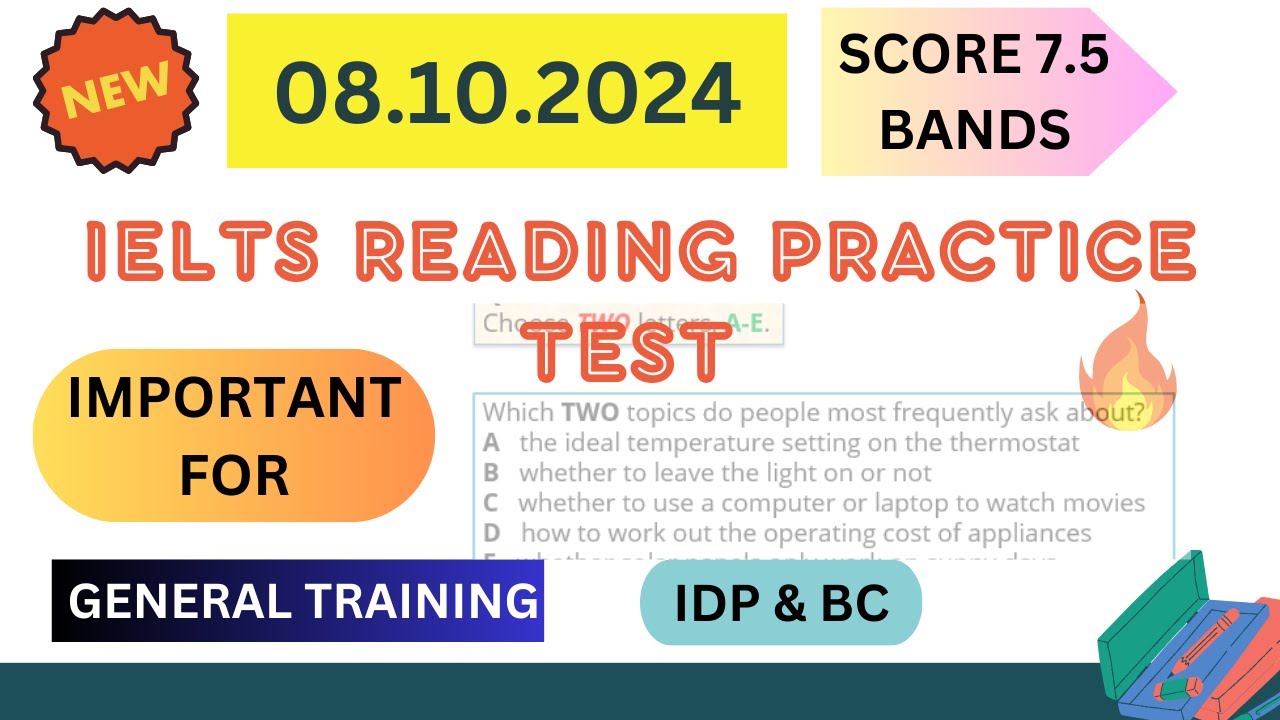 ielts general reading practice test 2024 with answers | 8 oct