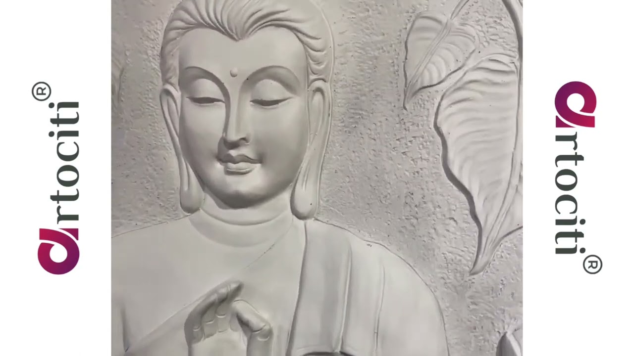 5 Feet Blessing Buddha with lotus Wall Mural elevation by Artociti