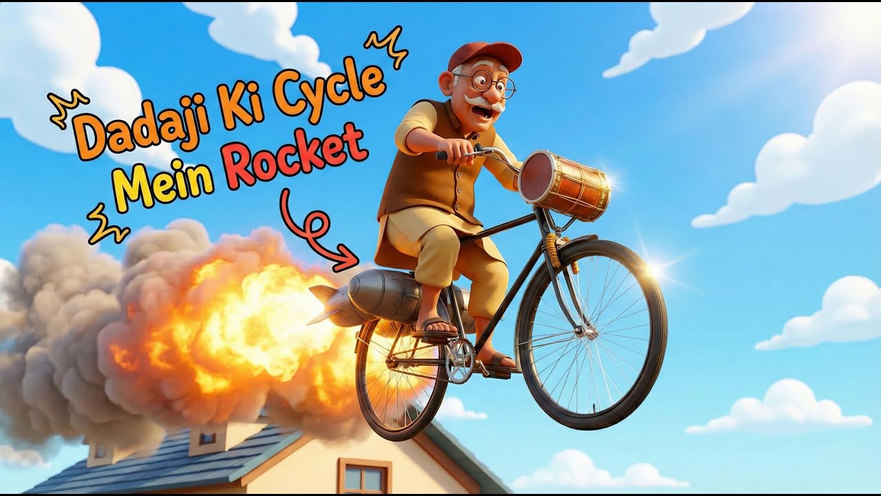 🚀 Dadaji Ki Cycle Mein Rocket | Naughty Grandpa Funny Hindi Rhymes | दादाजी की साइकिल और रॉकेट