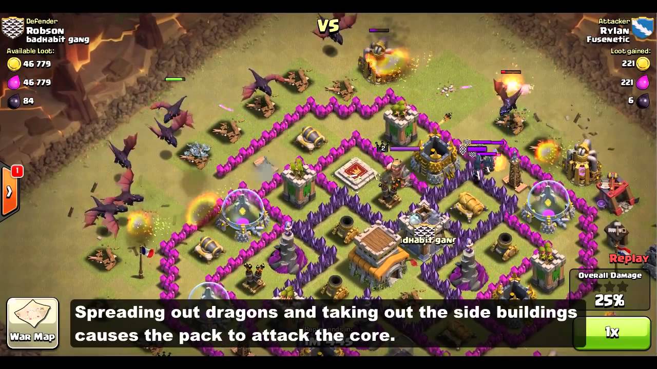 Clan Wars: TH7/TH8 Dragon Attack Strategy - Spreading