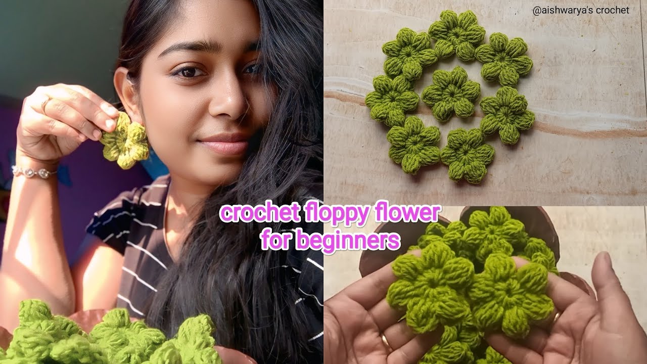 Cute Crochet floppy flower ।। Easy crochet flower for beginners#crochet #floppy #flowers #video 