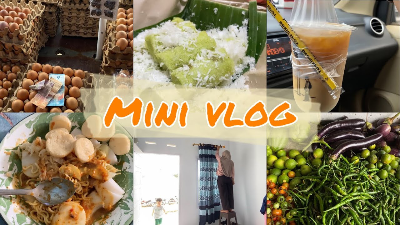 #minivlog jemput abang pulang sekolah | pasang horden baru | jajan kue putu jadul 🥰🤭✨