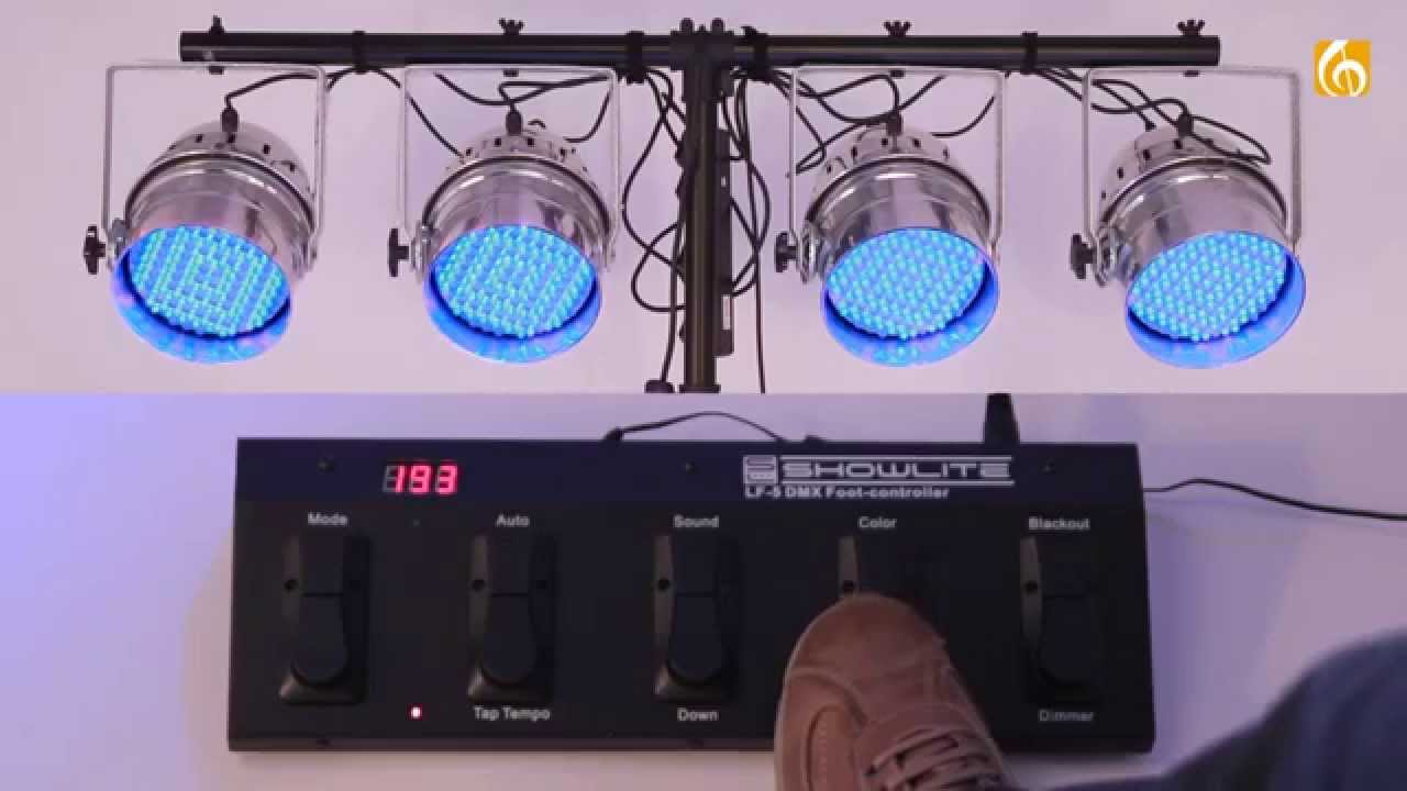 Showlite LF-5 DMX Controller Footcontroller mit LED Scheinwerfer Showlite PAR-64 10 mm