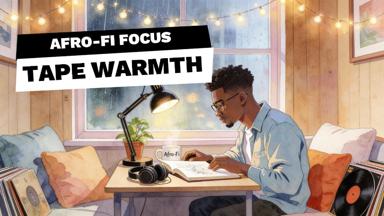 Afro-Fi Focus | Tape Warmth - Rainy Night Afro Lofi (Deep Focus • Cozy Beats • No Vocals)