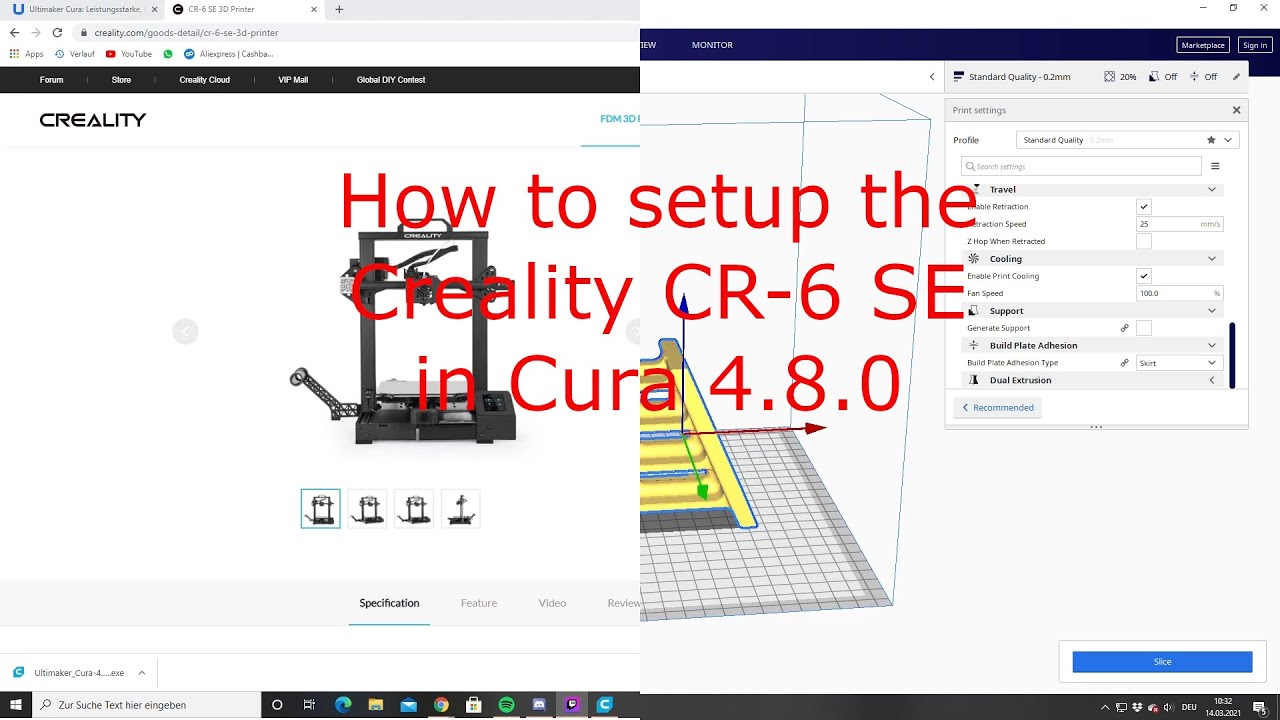 Creality CR 6 SE | SETUP Cura 4.8.0 | English