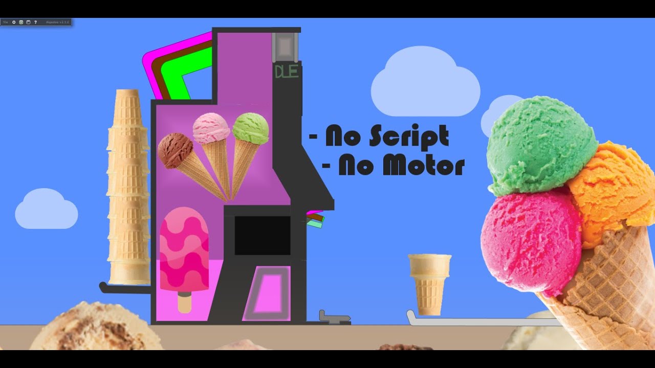 Ice Cream Reservoir Vending Machine in Algodoo