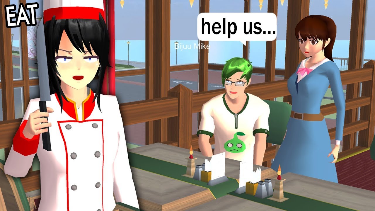 Заставляю людей есть в моём ресторане в Sakura School Simulator — новое обновление