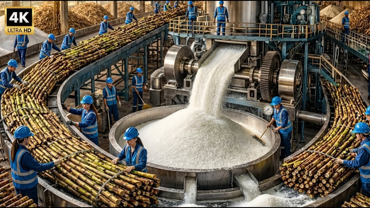 Inside a Massive Sugar Factory: How Raw Sugarcane Becomes Sugar 🍚