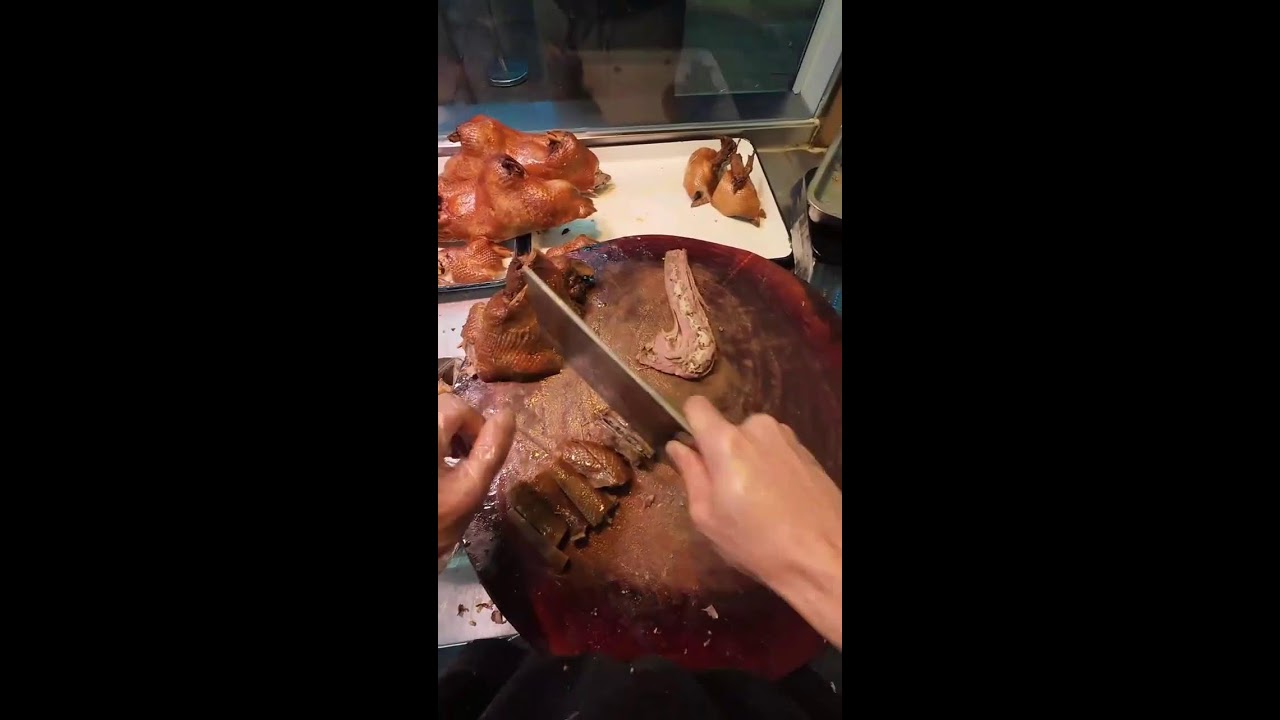 Real-Time Roast Goose Prep | Cleaver Action & Serving Workflow | Ambient Sounds