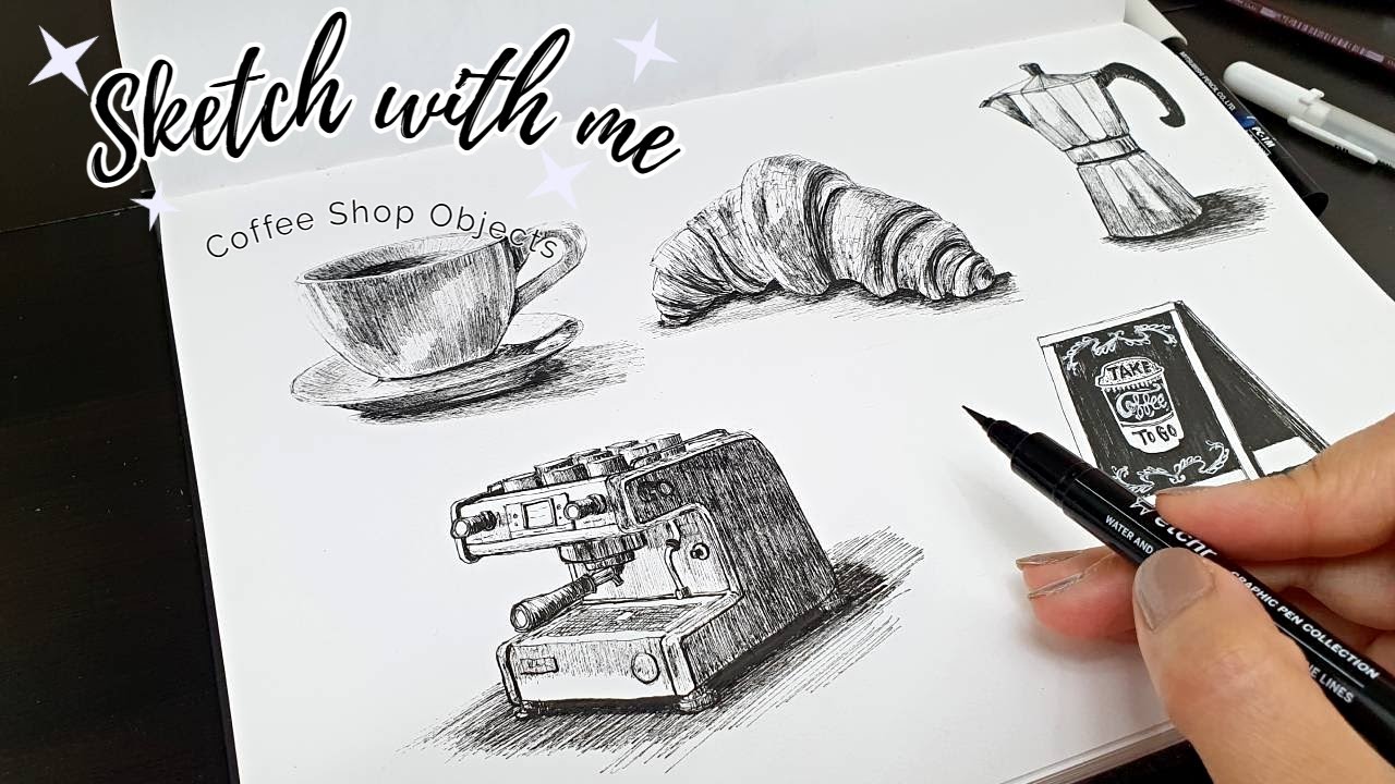 Still Life Drawing #01| Coffee Shop Objects | Sketch with me