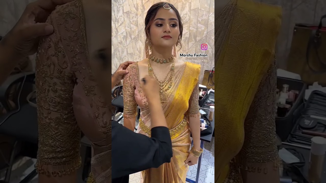 Pure kanjivaram 😍🥰 silk saree for bride! Kanjivaram saree! Silk saree! #shorts #morshufashion #short