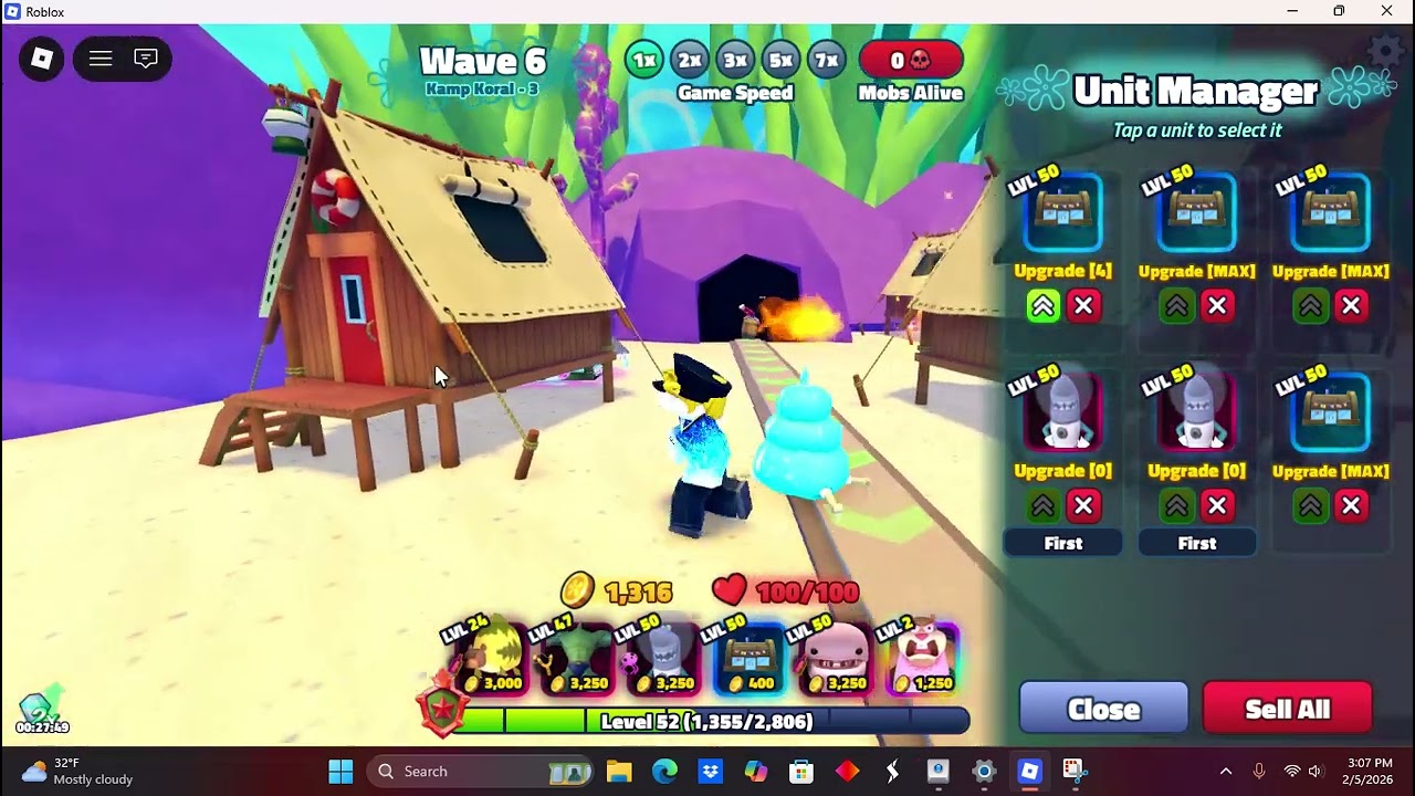 playing spongebob td