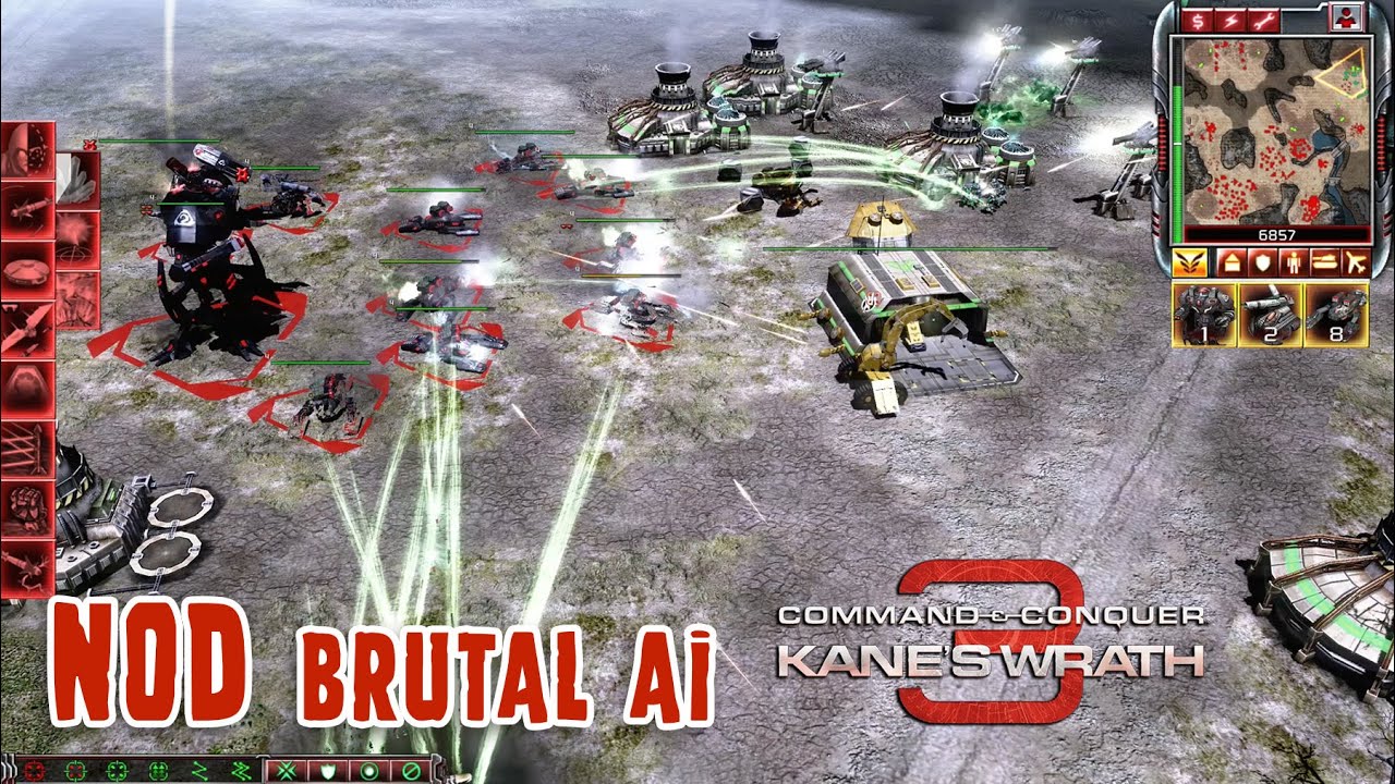 CNC3 Kane's Wrath Brutal NOD vs 2 Brutal GDI Black Band Gameplay #18