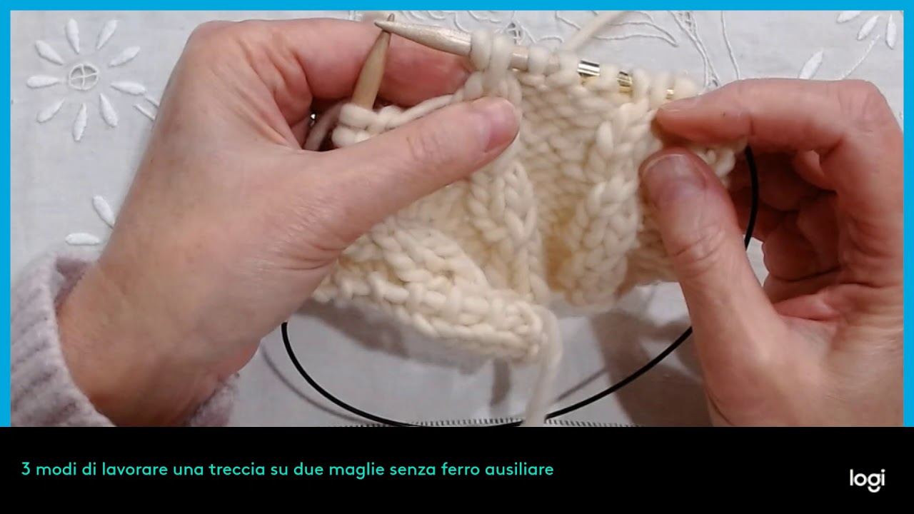 3 modi di lavorare una treccia su due maglie senza l'uso di un ferro ausiliare