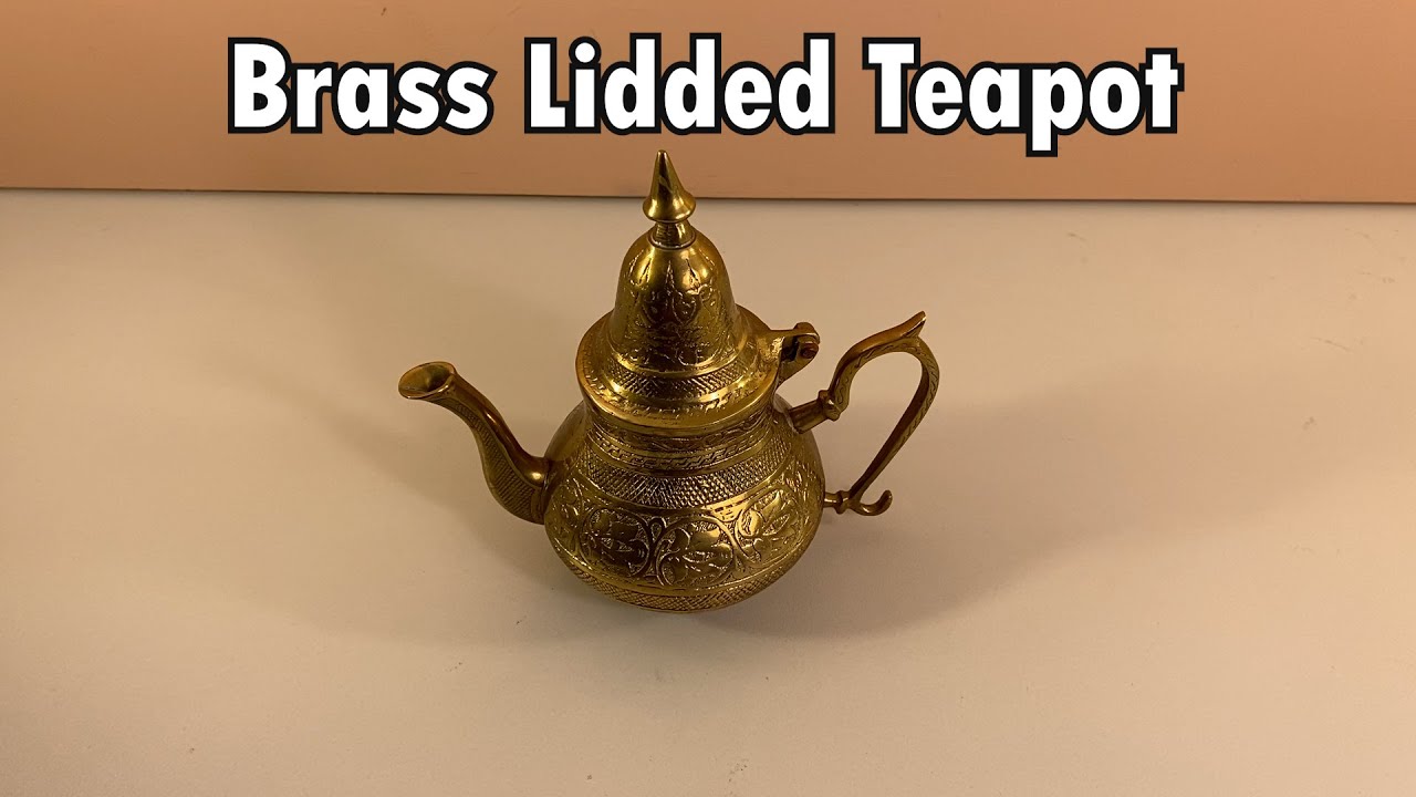 Vintage Vingnette: Etched Brass Lidded Teapot, Vintage Kitchen Decor,  Relaxing Video