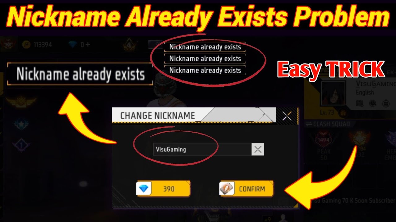Free Fire Nickname Already Exists Problem | Free Fire Mein Name Change Nahi Ho Raha