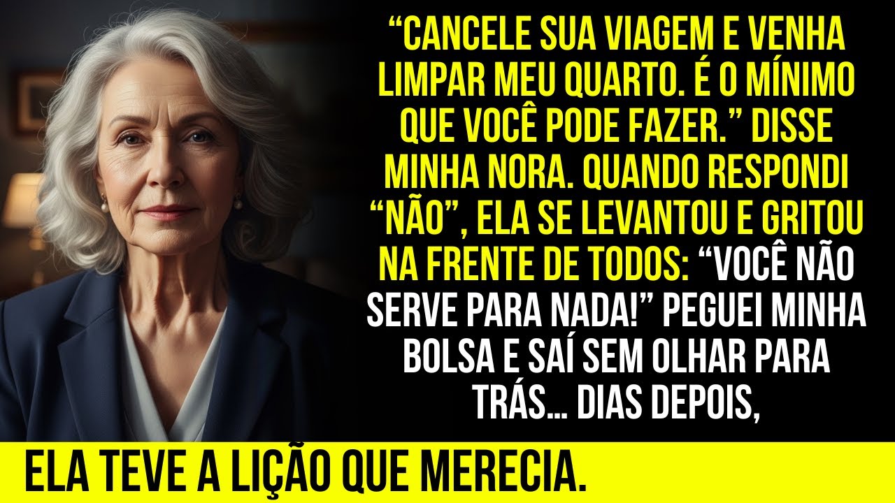 Minha nora GRITOU: Cancele sua viagem e venha limpar meu quarto.O que eu fiz em seguida a fez chorar