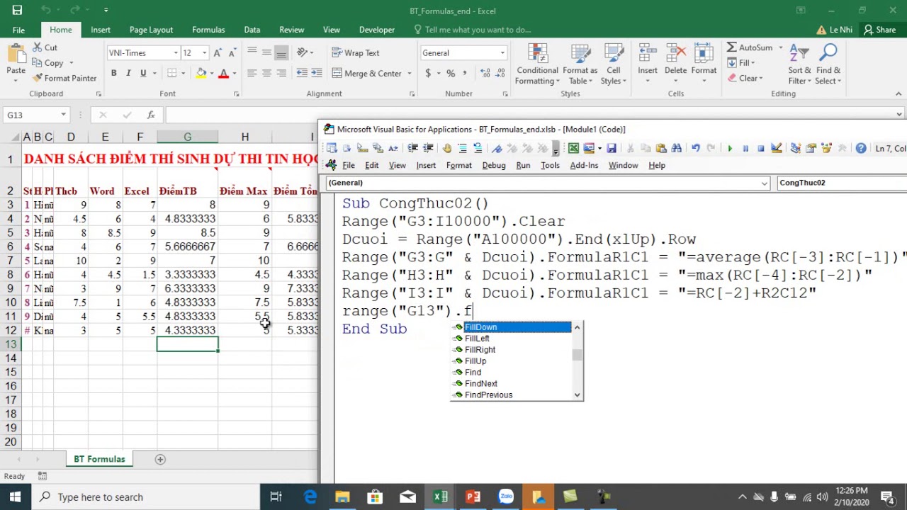 Excel VBA hướng dẫn Công Thức trong VBA 02