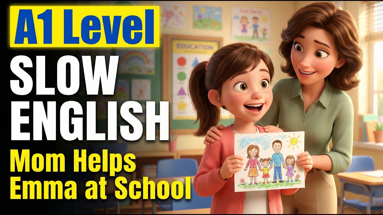Mom Helps Emma at School | Slow English Story for Beginners (A1 Level)