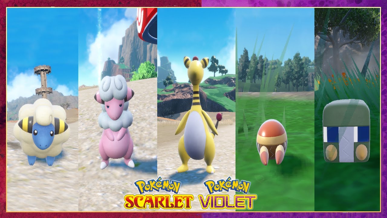 Pokemon Scarlet & Violet Mareep,Flaaffy,Ampharos,Grubbin & Charjabug Locations