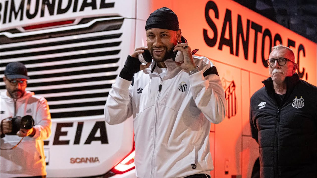 NEYMAR FESTEJADO PELA TORCIDA! VEJA A CHEGADA DO SANTOS PARA O JOGO EM MIRASSOL PELO BRASILEIRÃO!