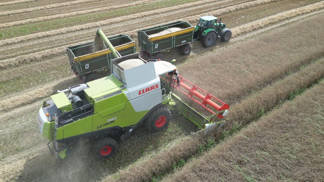 CLAAS LEXION 740 am Roggen dreschen / Abfahrer Deutz-Fahr 6190 TTV / 4K