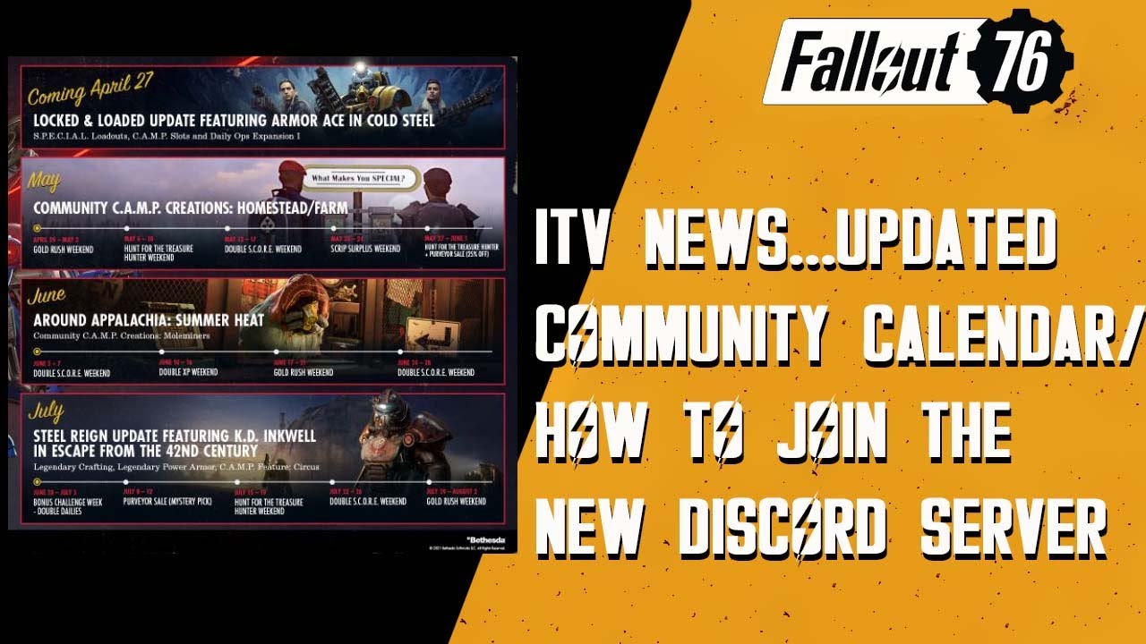 Fallout 76 ITV News/UPDATED Community Calendar/NEW Discord Server !!!