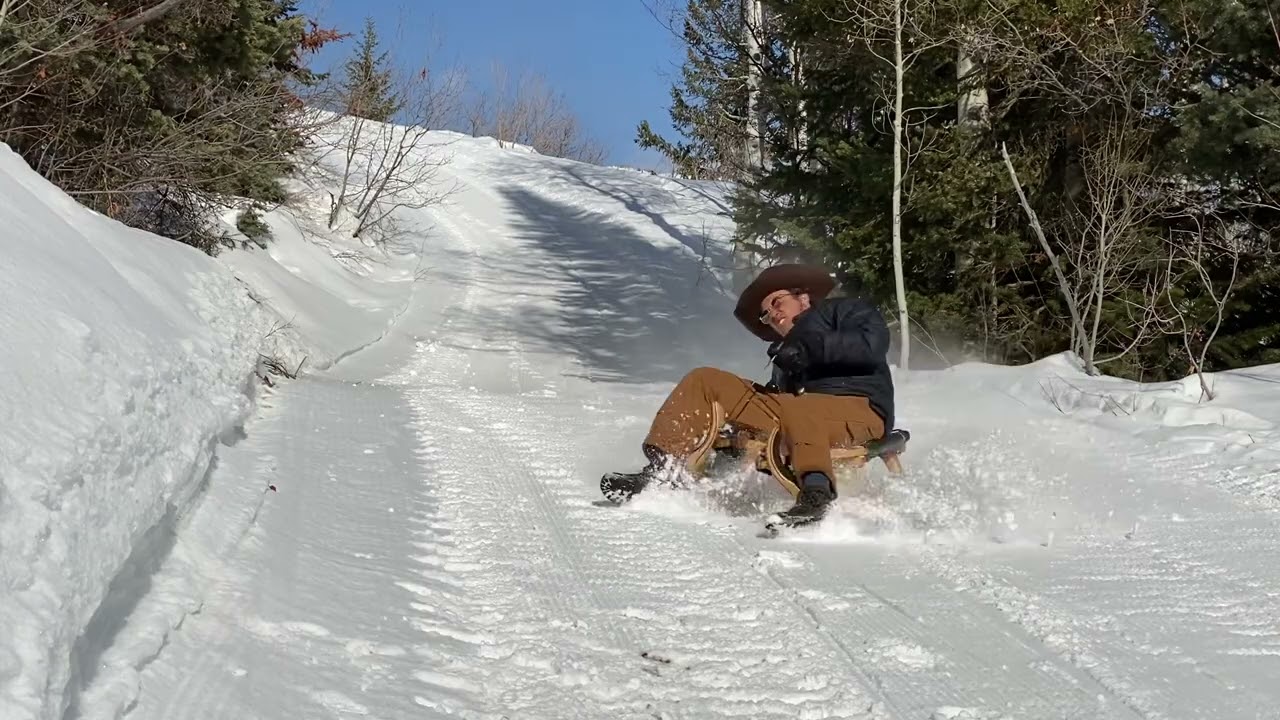 Rodel Control - Hockey-stopping at high speed, downhill, in a narrow track.