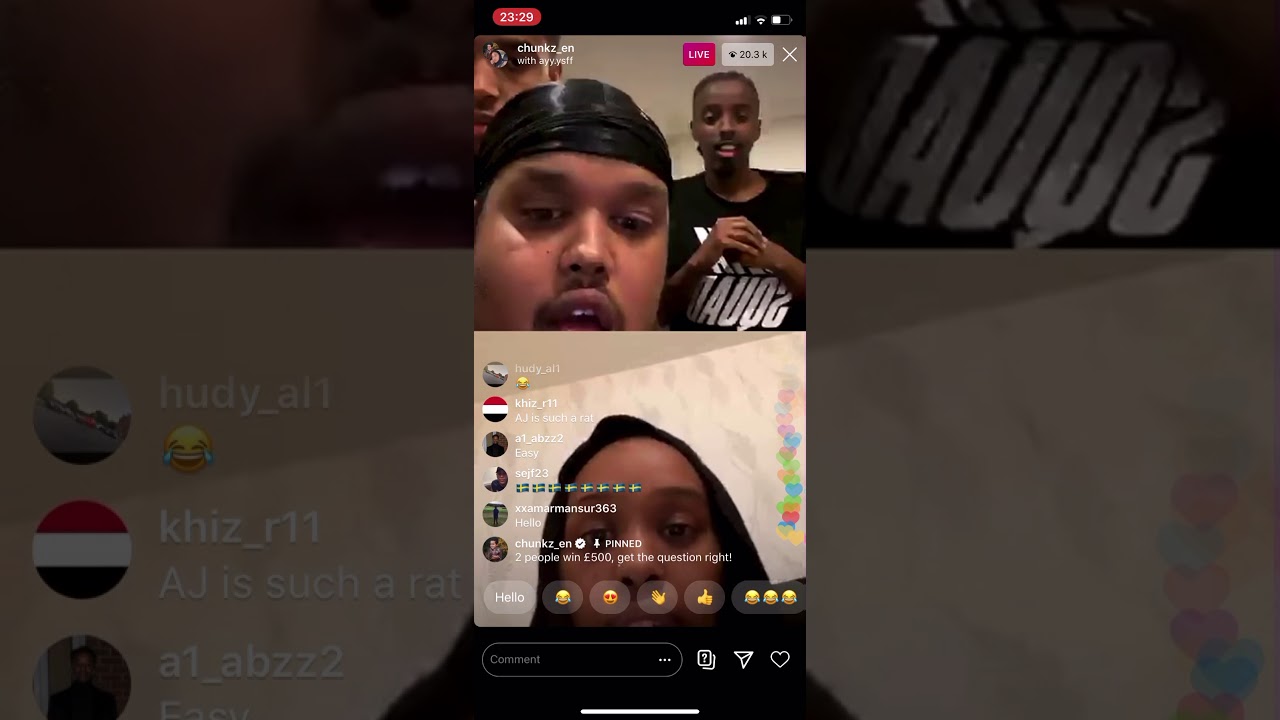 Chunkz £500 Instagram live giveaway