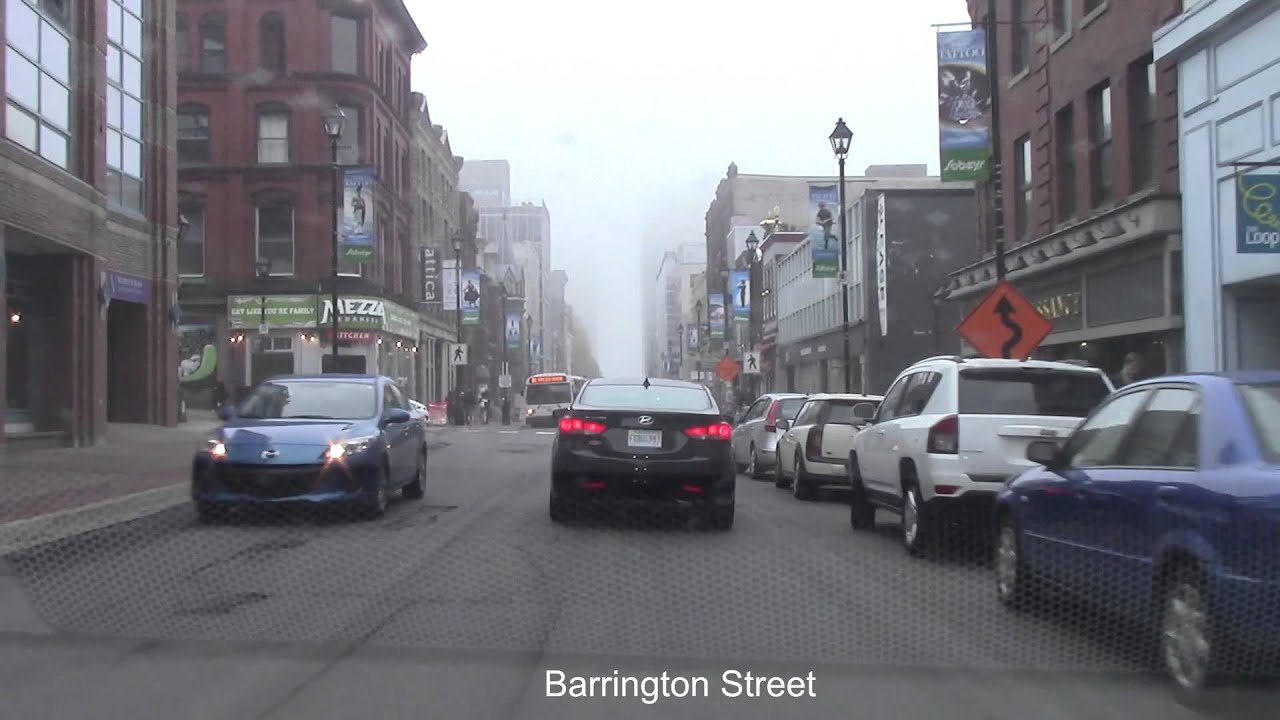 Driving in Foggy Downtown Halifax, Nova Scotia