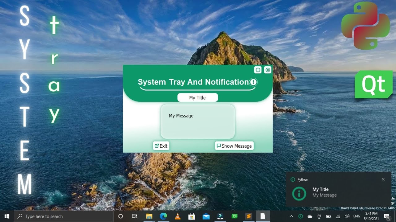 Python System Tray And Notifications | Pyside2/6 | Pyqt5/6 | Desktop App  Project | Action Menu