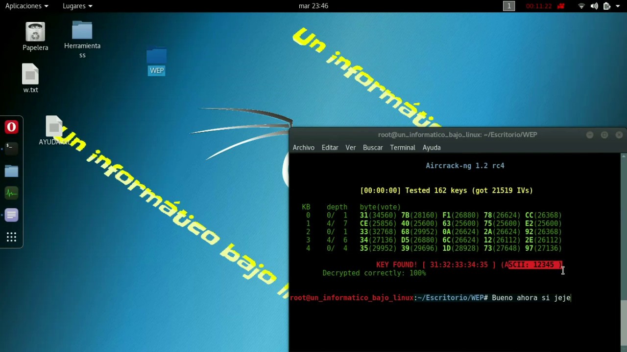 Sacar clave o contraseña wifi [WEP] Kali linux 2017 [Un informático bajo linux]