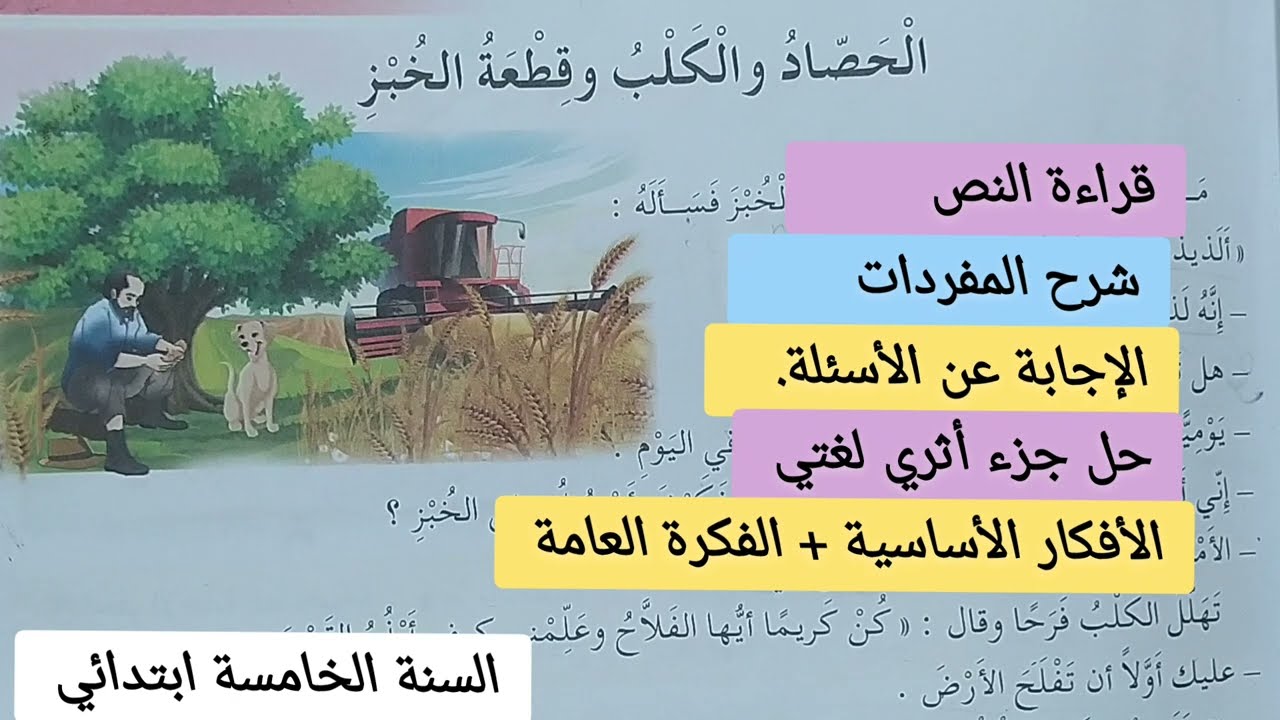 نص الحصاد والكلب وقطعة الخبز السنة الخامسة ابتدائي