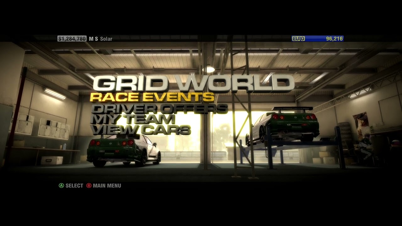 RaceDriver: Grid - Menu Garage 2 Extended