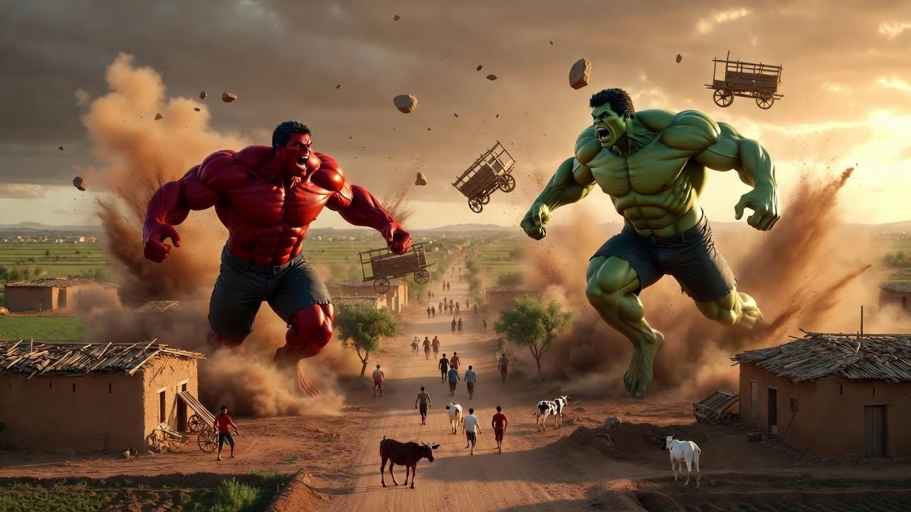 Red Hulk vs Hulk Ultimate Village Fight Hulk vs Red Hulk – Village Destruction Battle