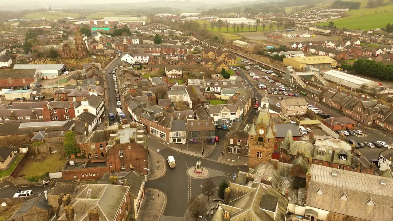 Lockerbie railway station and town centre (4K) (4mins 56secs length)
