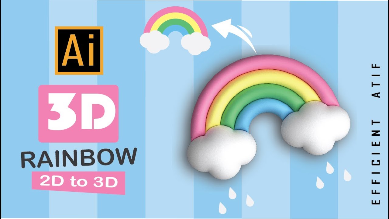 2D TO 3D ILLUSTRATION HACK FOR BEGINNERS | HOW TO MAKE A 3D RAINBOW IN SECONDS IN ADOBE ILLUSTRATOR.