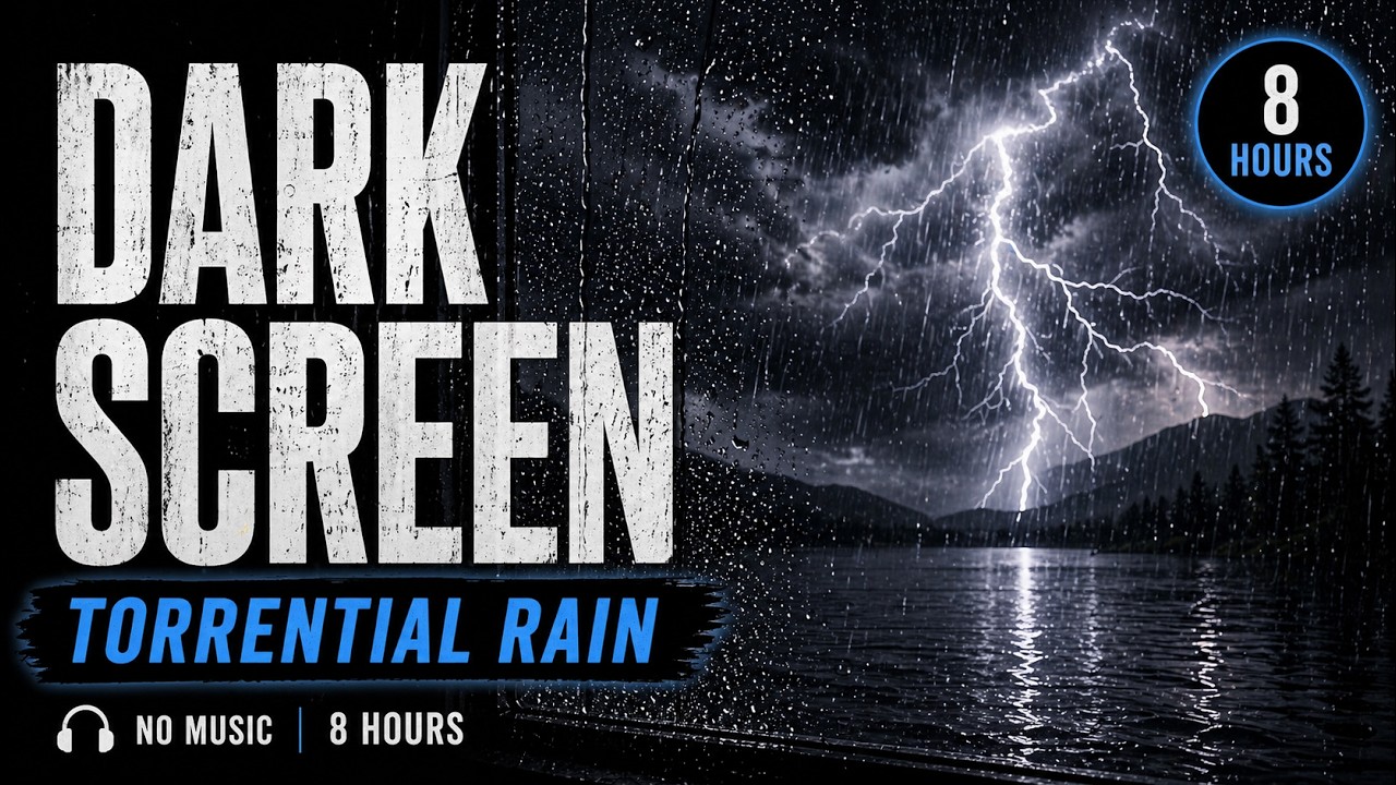 Torrential Heavy Rain | Black Screen | 8 Hours | No Music