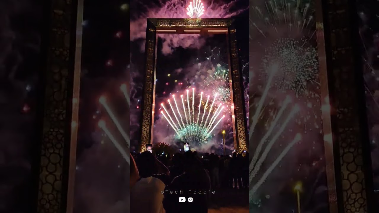 Happy New Year 2023  - Colorful Firework Display Around The Dubai Frame | Countdown 2023 |  #dubai