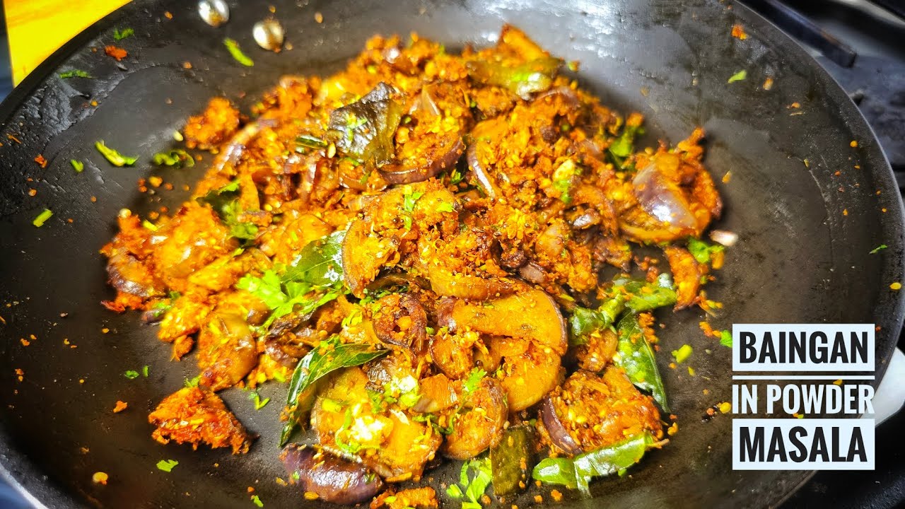 Brinjal in Powder Masala | quick and easy brinjal side dish | 