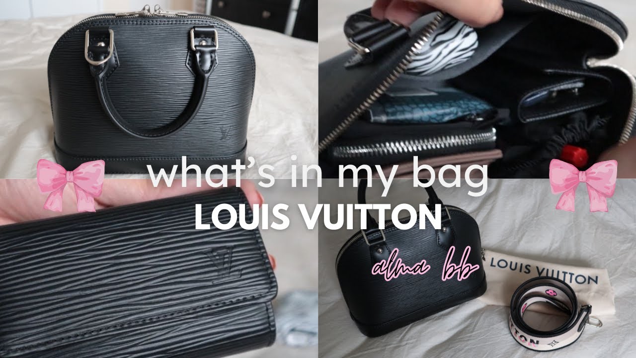 WHAT'S IN MY BAG 🎀 louis vuitton alma bb epi leather w/ jacquard strap *relaxing*