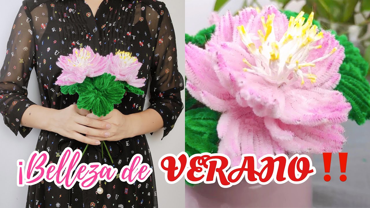 Flor de loto con limpiapipas que nunca se marchita – Fácil y Bonita
