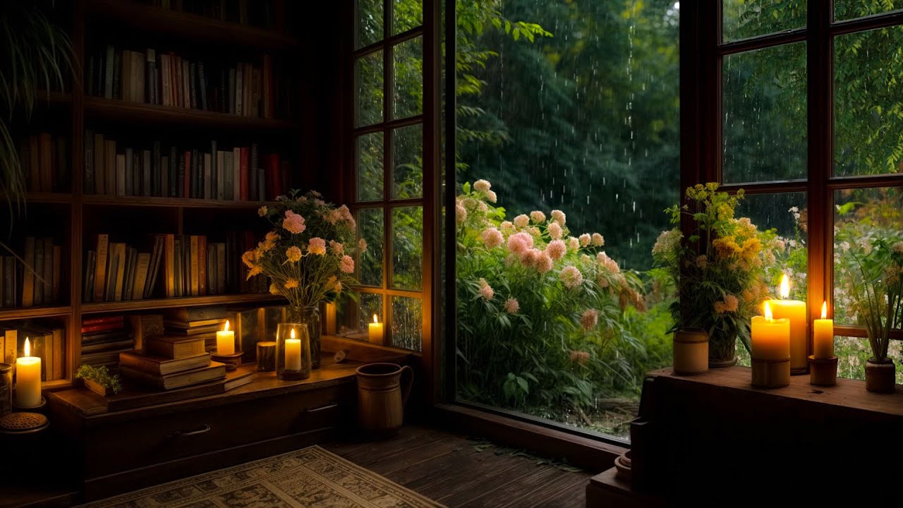Mysterious Study Room Rain | Heavy Thunder & Calm Atmosphere for Focus and Reading