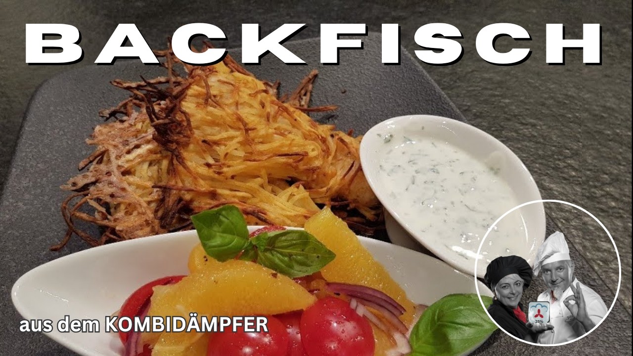 Backfisch in der Kartoffelkruste aus dem Kombidämpfer mit Orangen Tomaten Salat | Franz Stolz