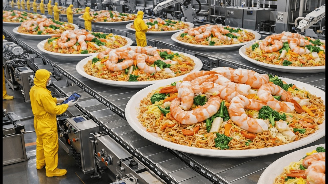 Quy trình làm mì xào số lượng lớn khiến ai cũng tò mò