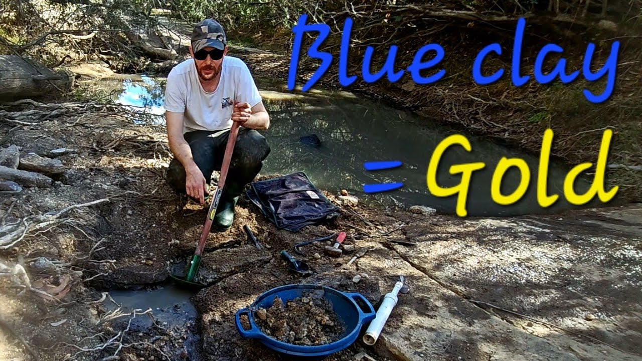 Gold panning decomposing bedrock at Reedy creek.