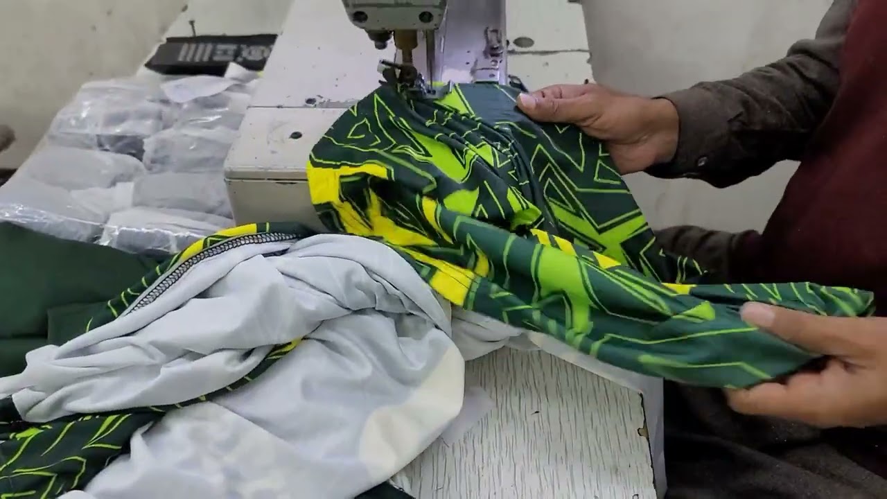 Listening name numbers on shirts. Printing cutting stitching and packing process.