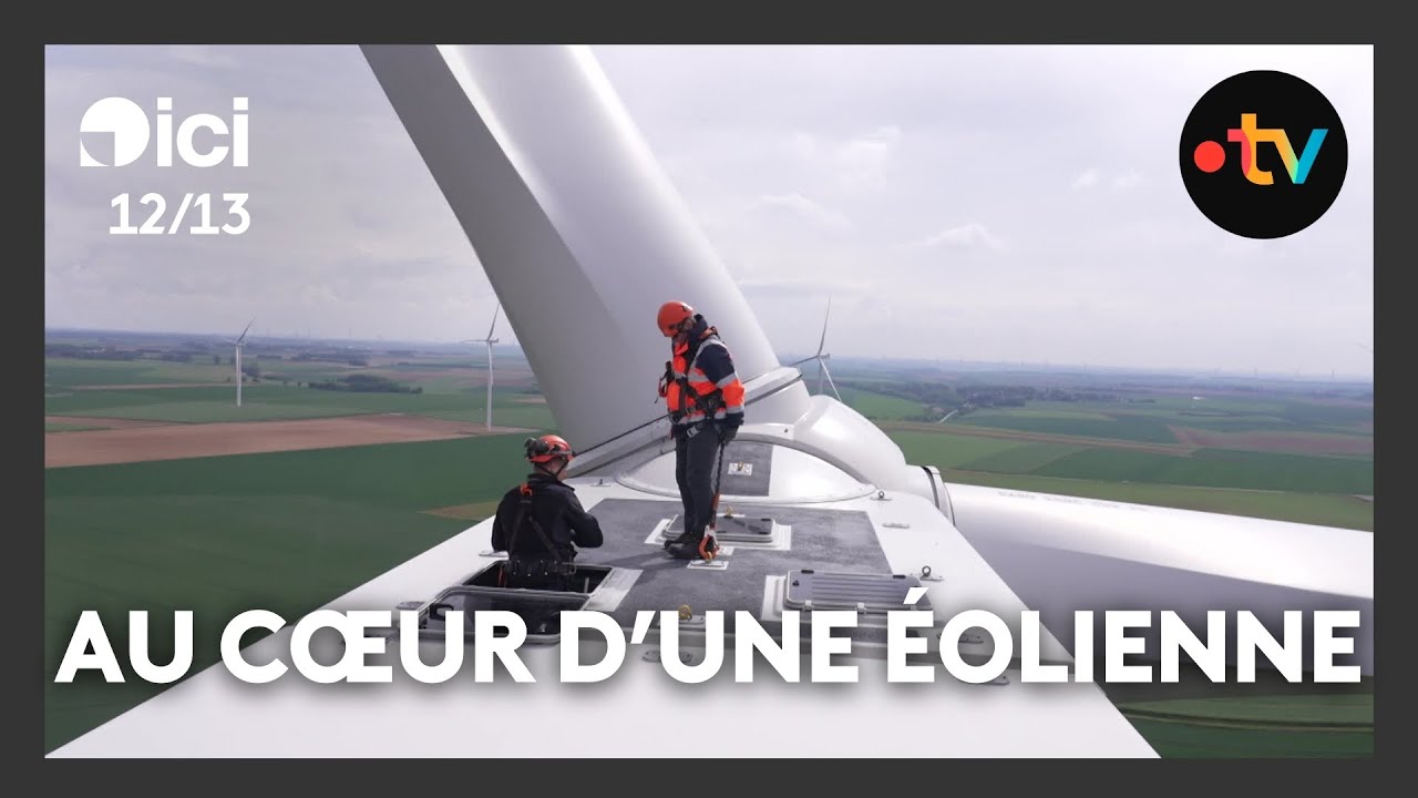 Visite au c&oelig;ur d'une &eacute;olienne avec les techniciens qui y travaillent